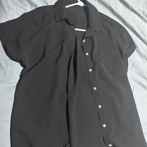 Target Black Short-Sleeve Button Front Blouse